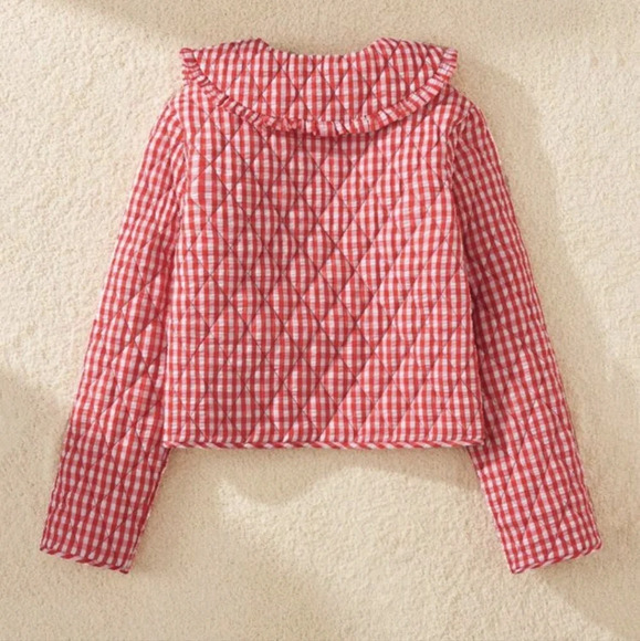 Vacation Woven Plaid Collared Belted Front Long Sleeve Loose Padded Coat Women - Picture 2 of 4